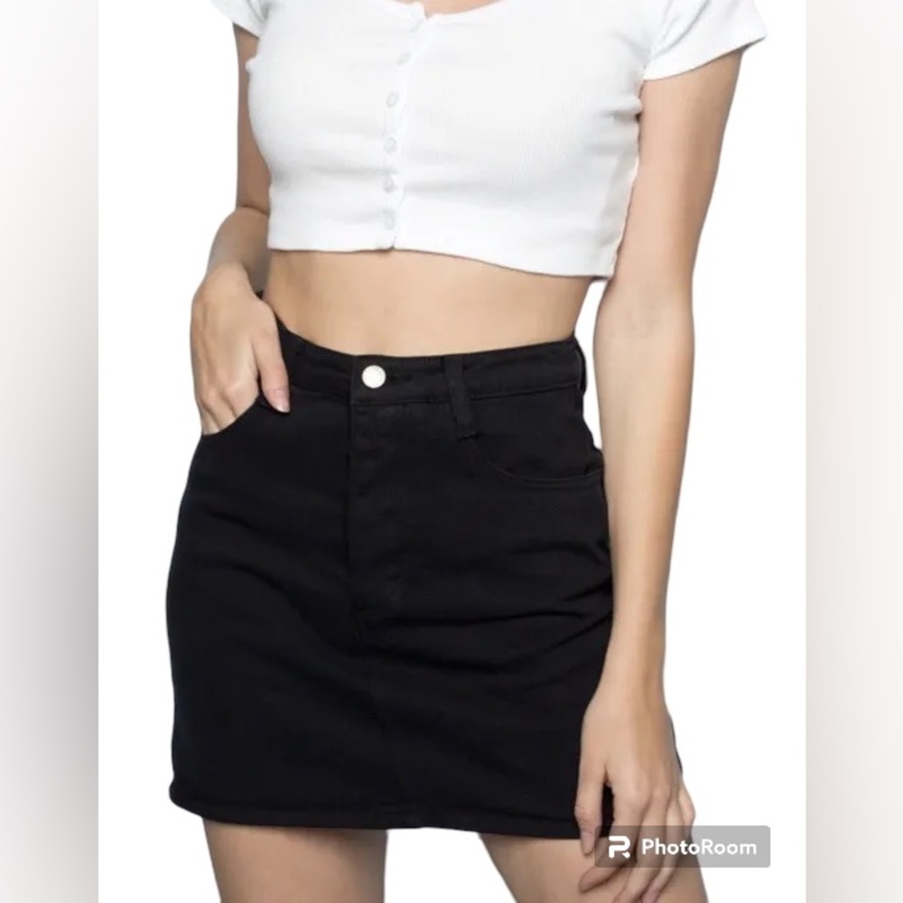 John Galt Black Jean Mini skirt
